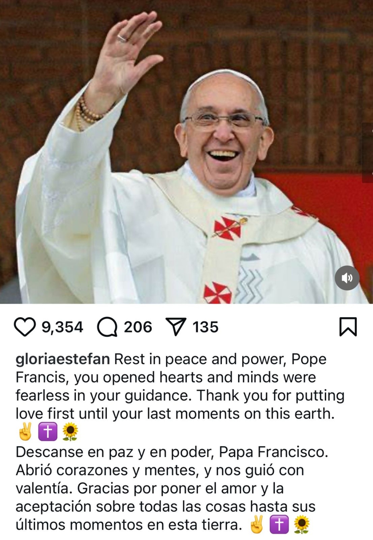 Gloria Estefan, famosos, Papa Francisco