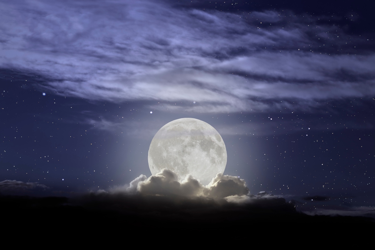 Luna Llena, cielo, estrellas, planeta