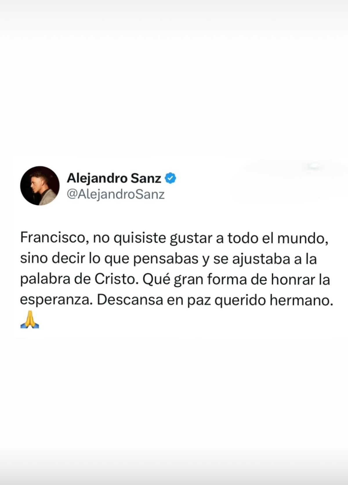 Alejandro Sanz, Papa Francisco