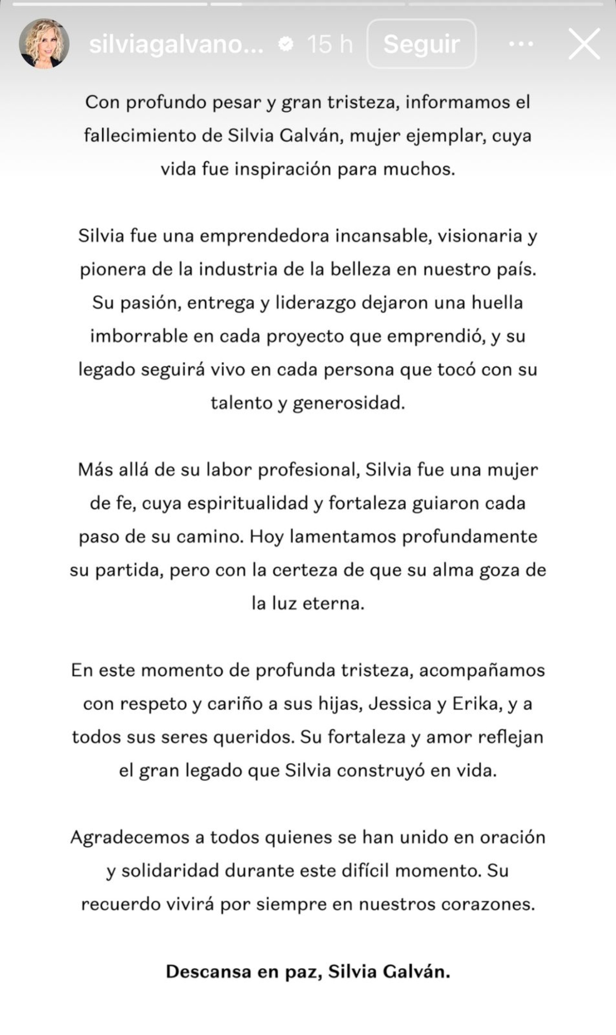 Silvia Galván, entertainment