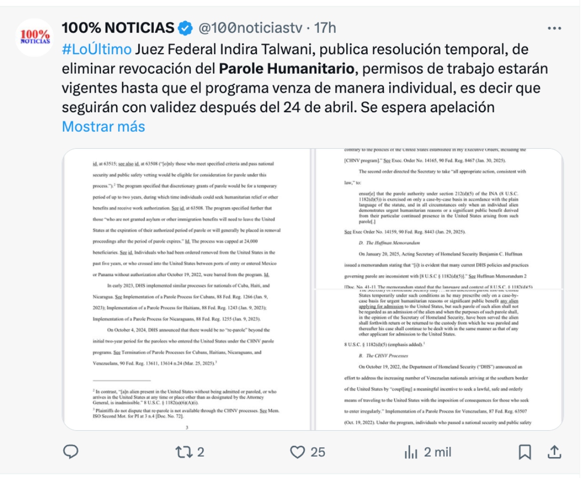 Bloquean fin parole humanitario, parole humanitario, asilo, Inmigración, QuéOnnda