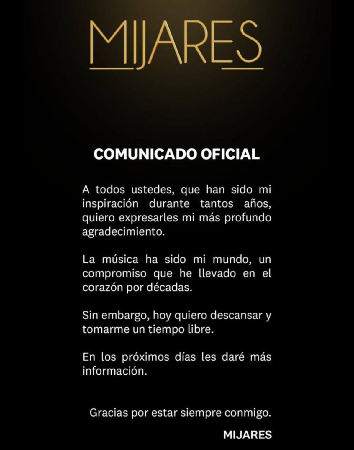 Mijares announces retirement