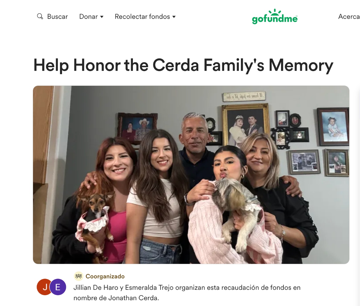 accidente familia Cerda Texas, familia Cerda, Texas, GoFundMe, QuéOnnda