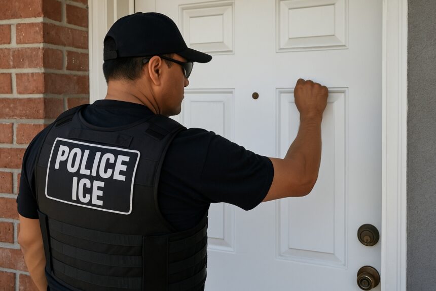 ICE sin orden judicial, agente de ICE, agente de ICE tocando la puerta, Inmigración, QuéOnnda