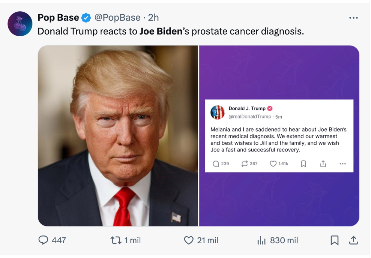 Trump mensaje Biden cáncer, Trump mensaje Biden, Biden cáncer, Biden, QuéOnnda