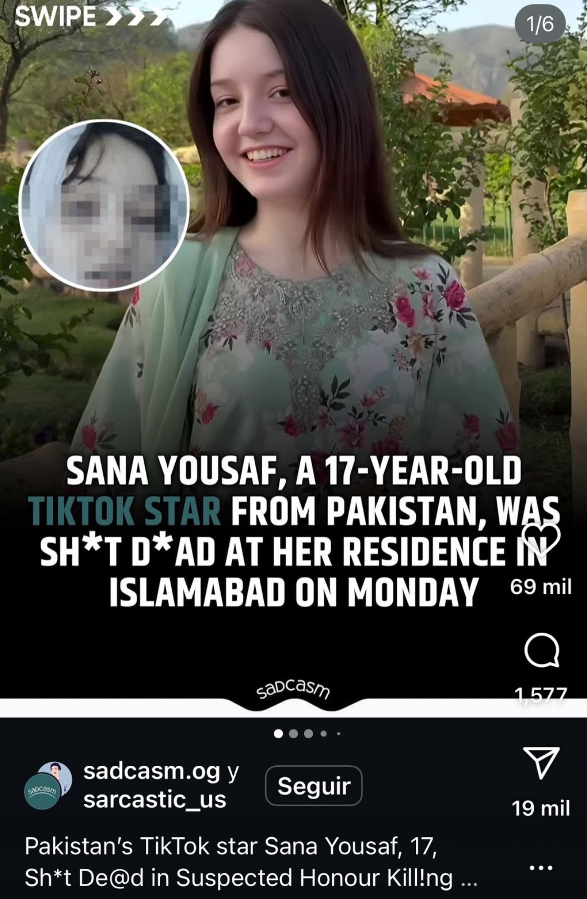 Sana Yousaf, crimen, asesinato