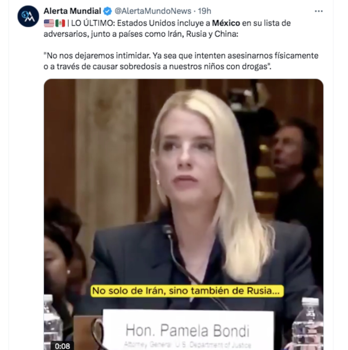 Pam Bondi, Claudia Sheinbaum, Mexico