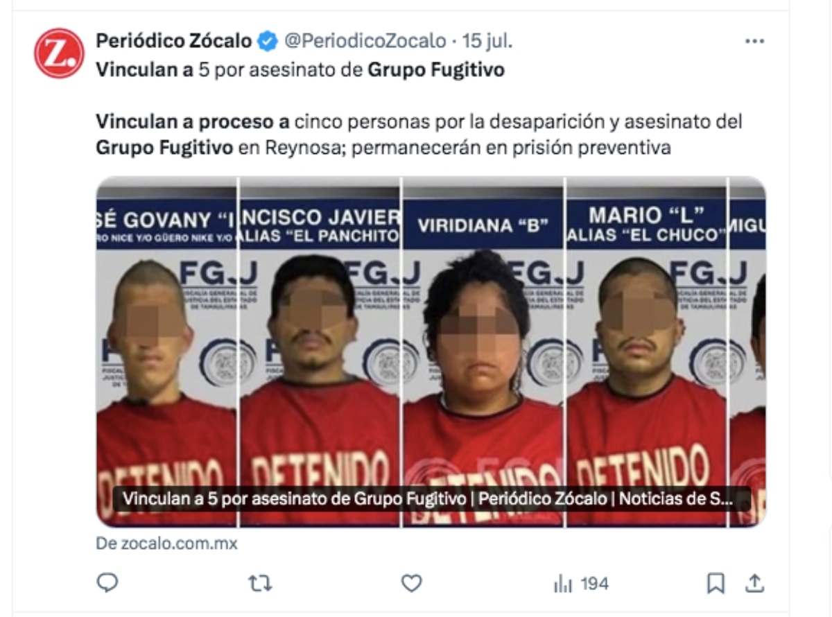 Grupo Fugitivo, asesinato, crimen