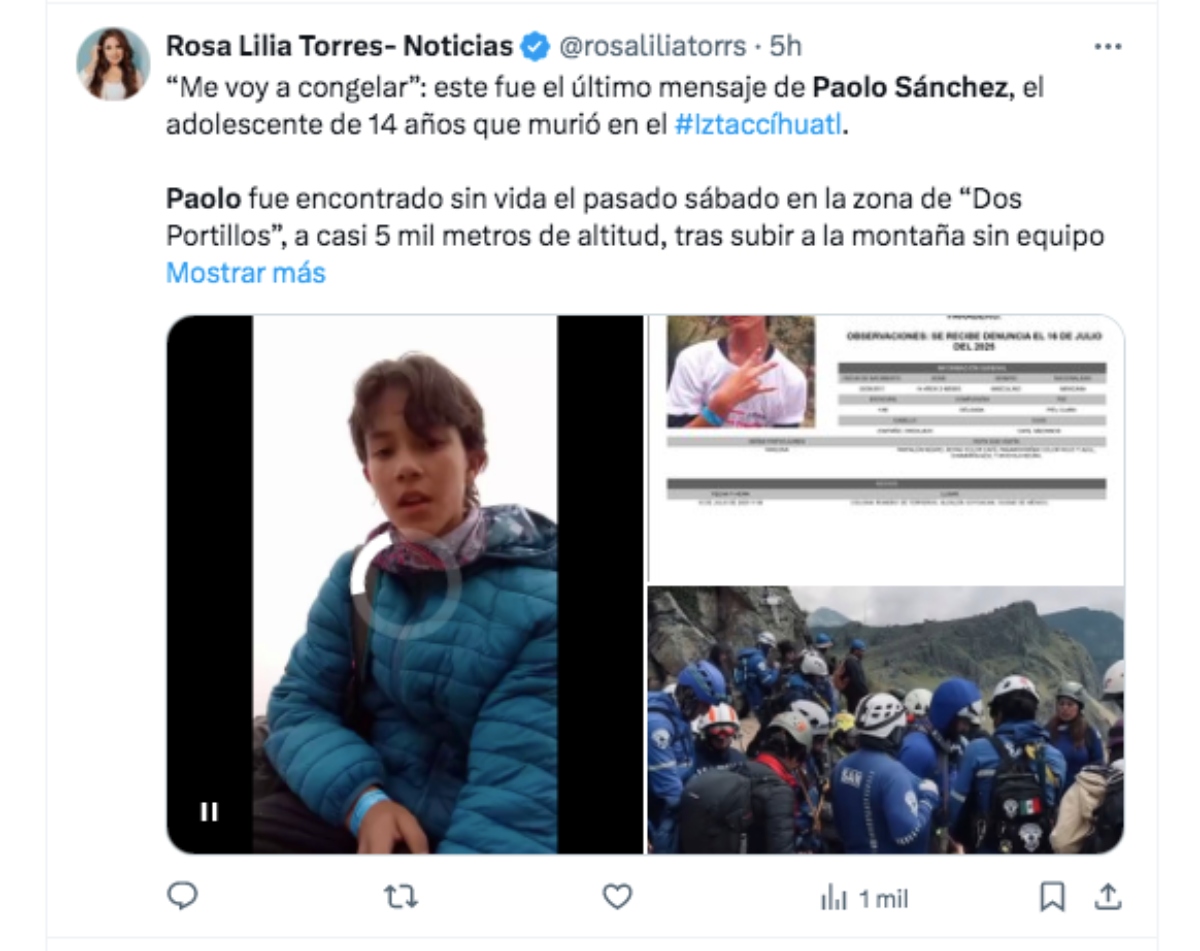 Paolo Sánchez, volcán, muerte