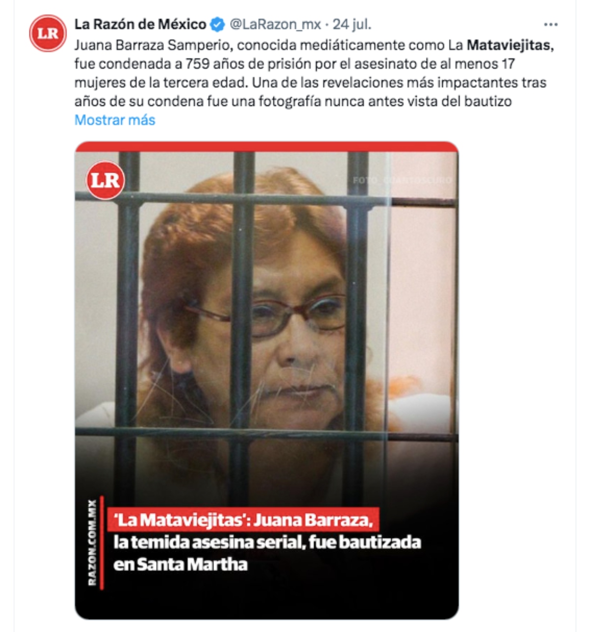 Juana Barraza Samperio, “La Mataviejitas”, CRIMEN