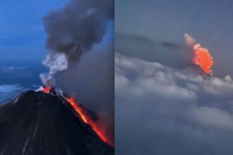volcán Klyuchevskoy, erupción