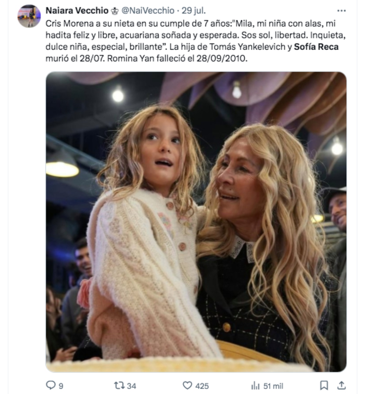 Sofía Reca, hija, barcos