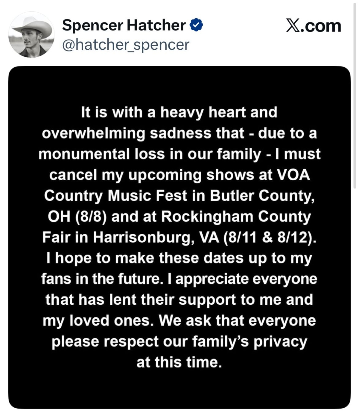 Spencer Hatcher, música, country
