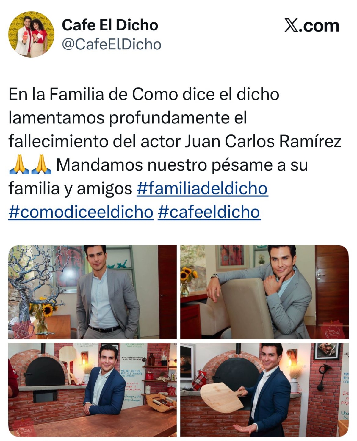 Juan Carlos Ramirez, bereavement, television