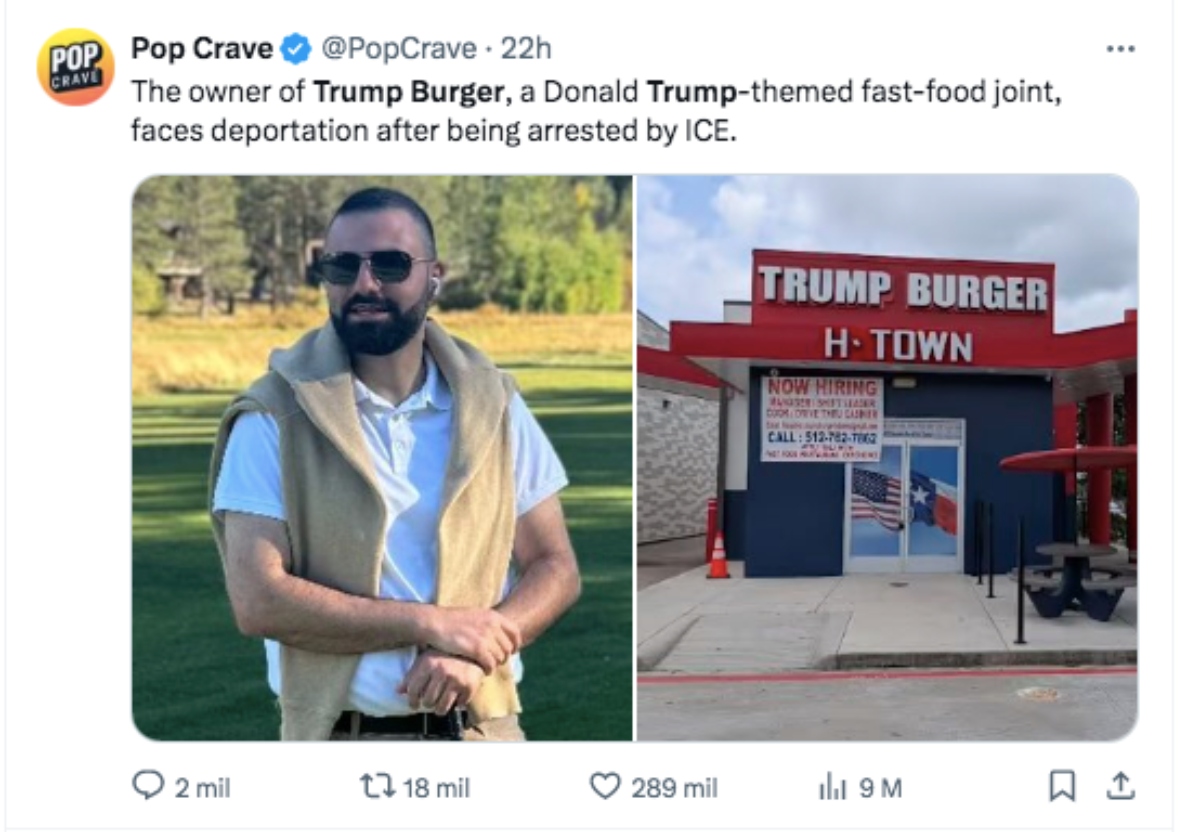 Trump, Burgers, politics