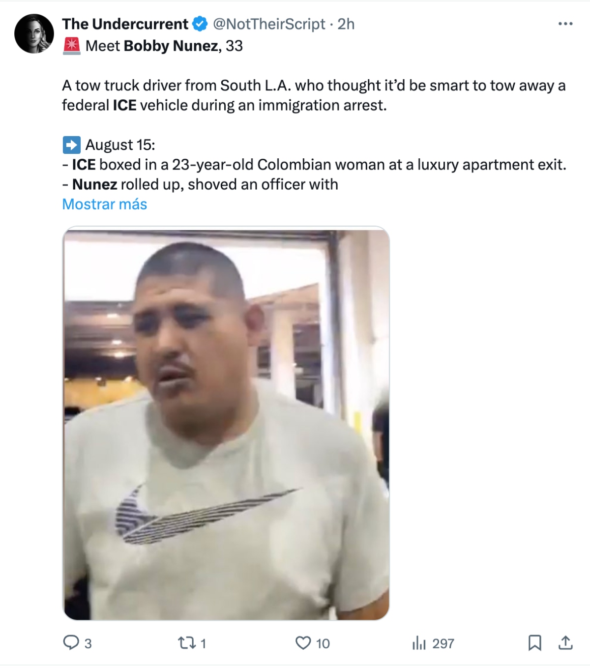 ICE tow truck driver arrested, Bobby Núñez, tow truck tows ICE vehicle, ICE tow truck, QuéOnnda