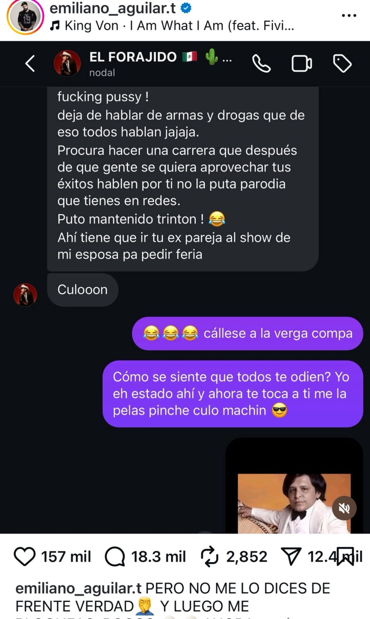Emiliano Aguilar, Christian Nodal, música