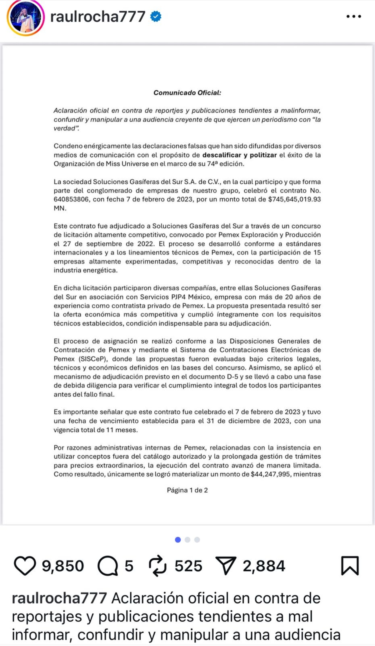 Miss Universe, Raul Rocha