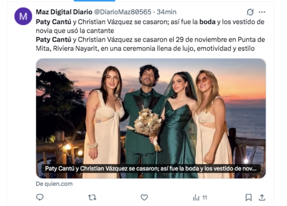 Paty Cantú, wedding