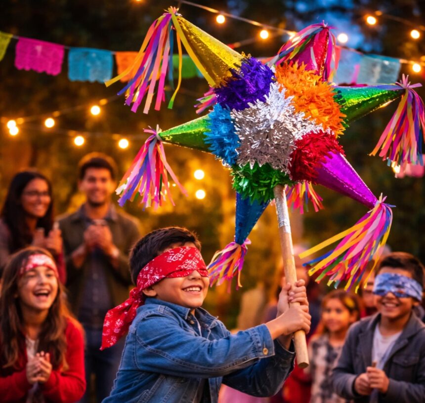 romper piñata ojos vendados, romper piñata, ojos vendados, Posadas, QuéOnnda