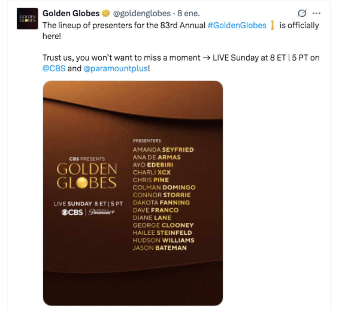 Globos de Oro, famosos