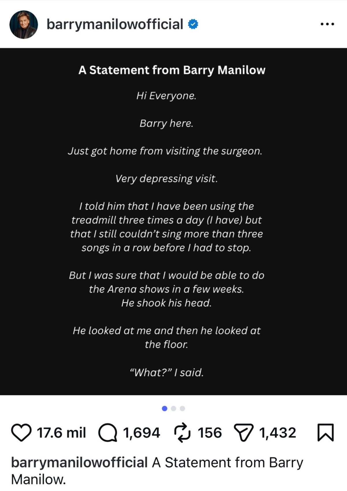 Barry Manilow salud, famosos