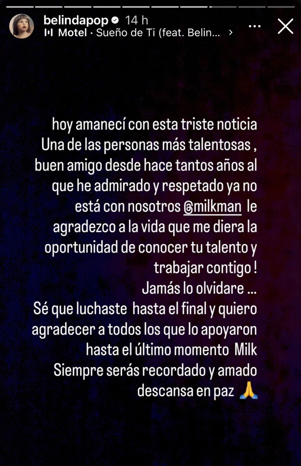 Belinda, famosos, Milkman 