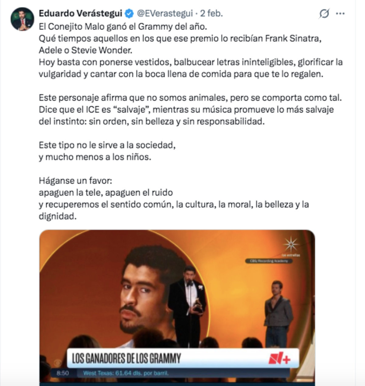 Eduardo Verástegui, música, Bad Bunny