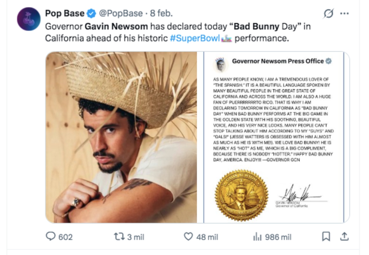 Gavin Newsom, Bad Bunny