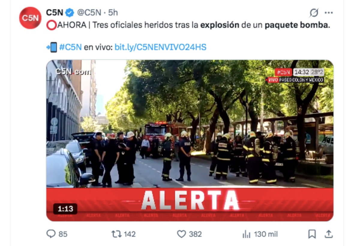 Explosión paquete bomba, noticias