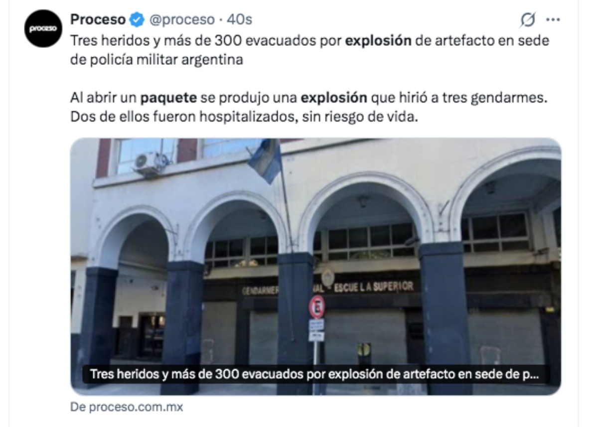 Explosión paquete bomba, noticias