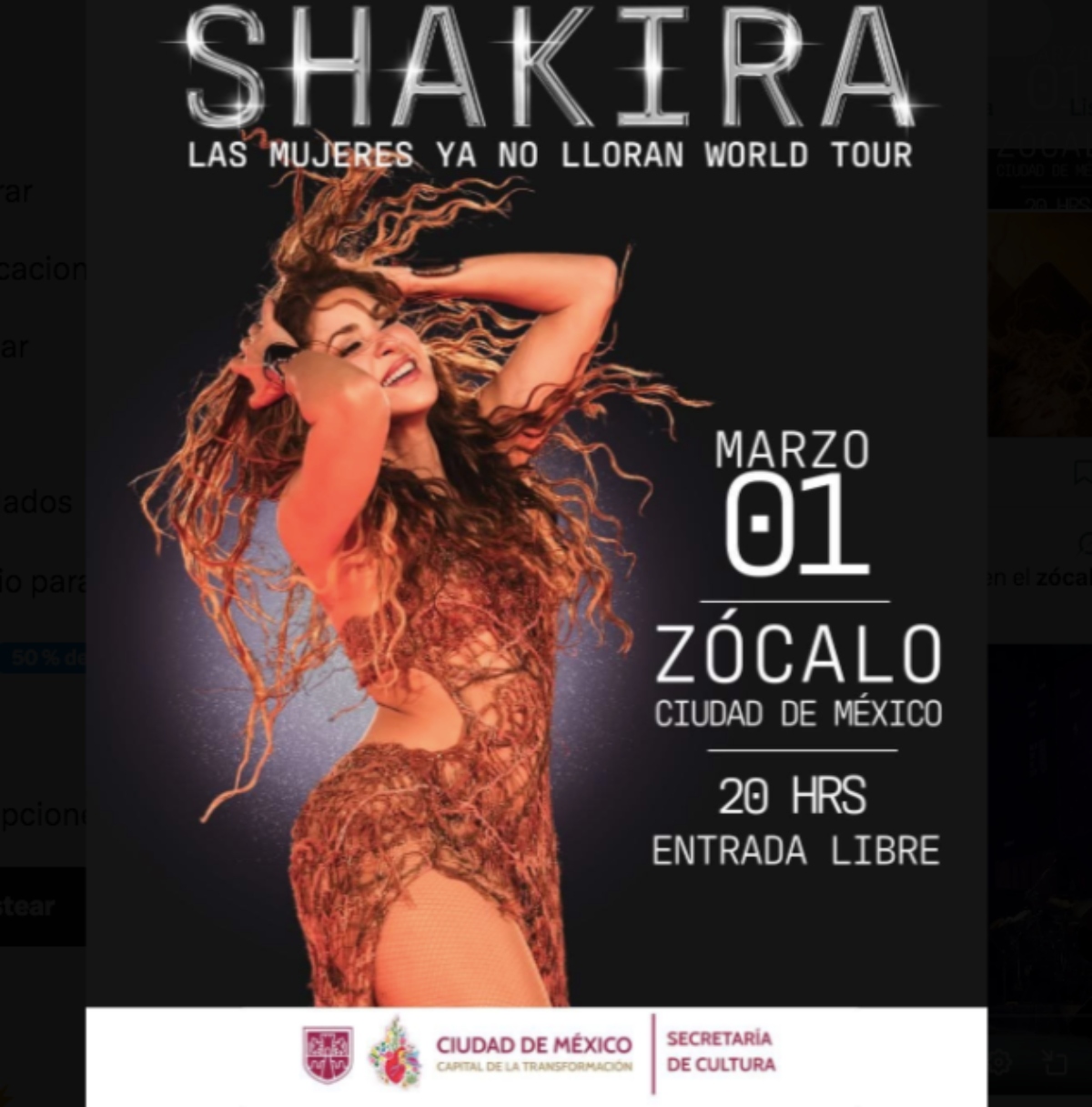 Shakira show Zócalo, música