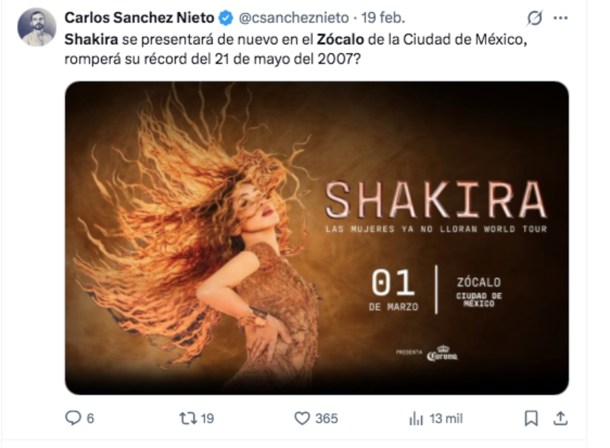 Shakira show Zócalo, música