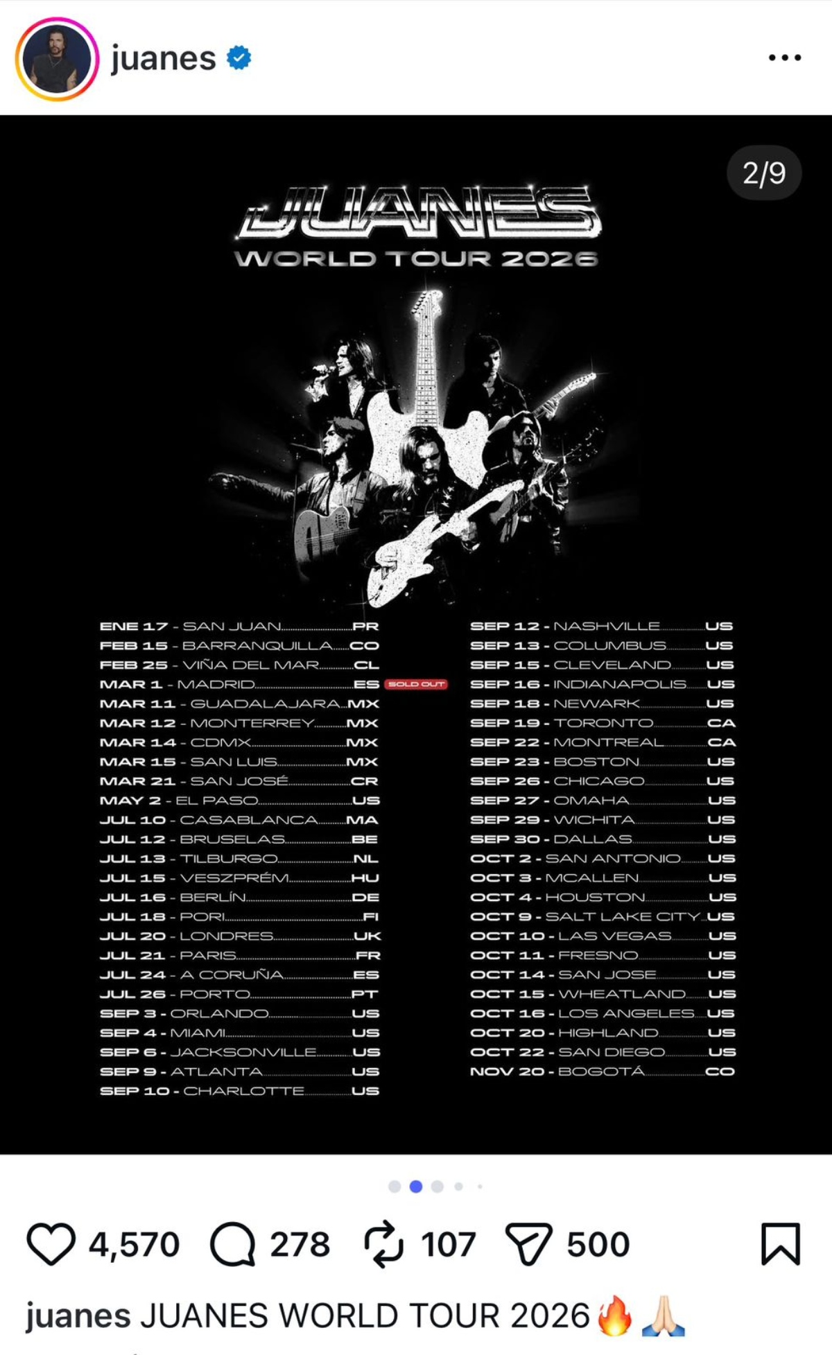 Juanes gira, música