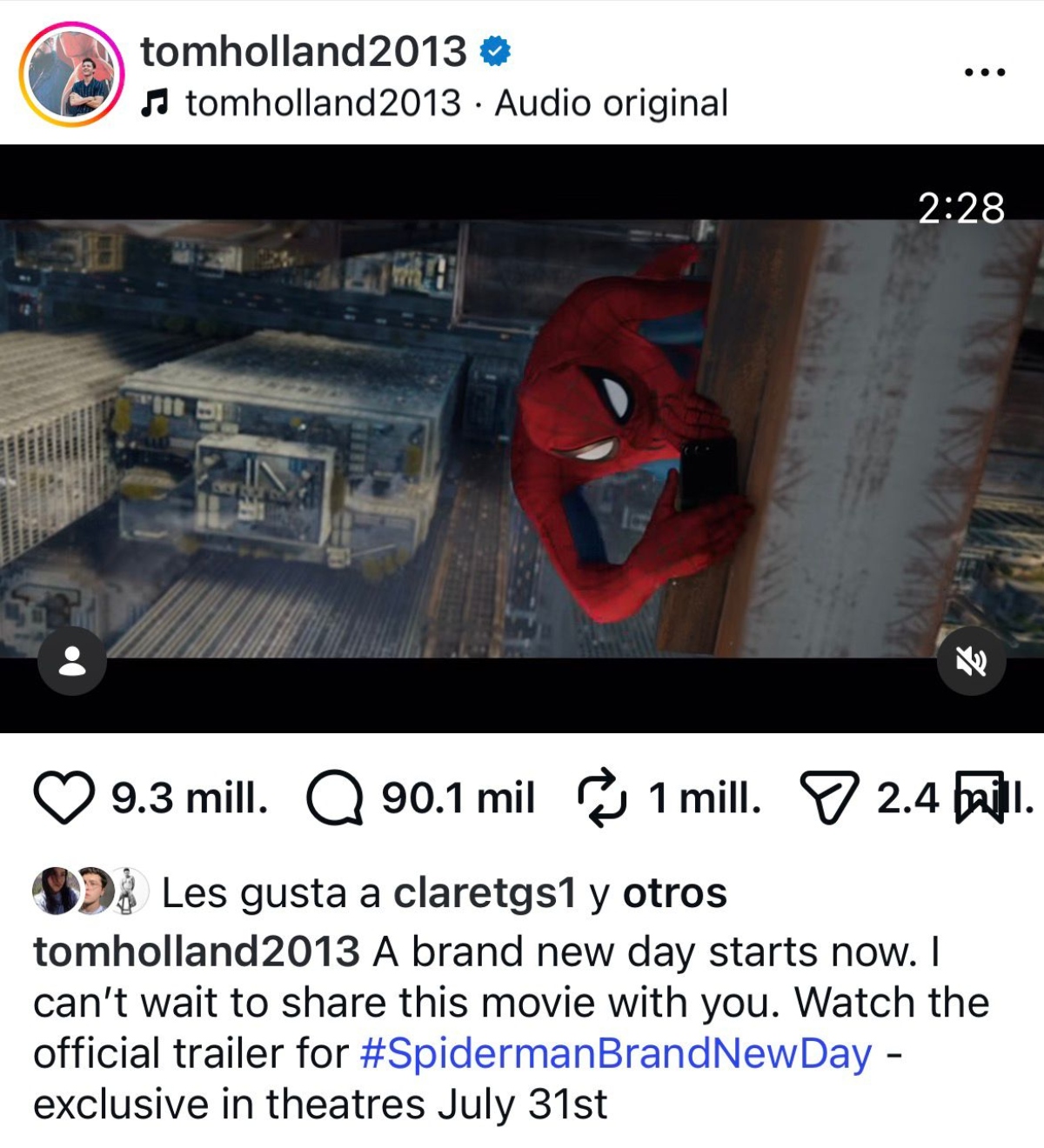 Spider-Man : Brand New Day lanzan tráiler