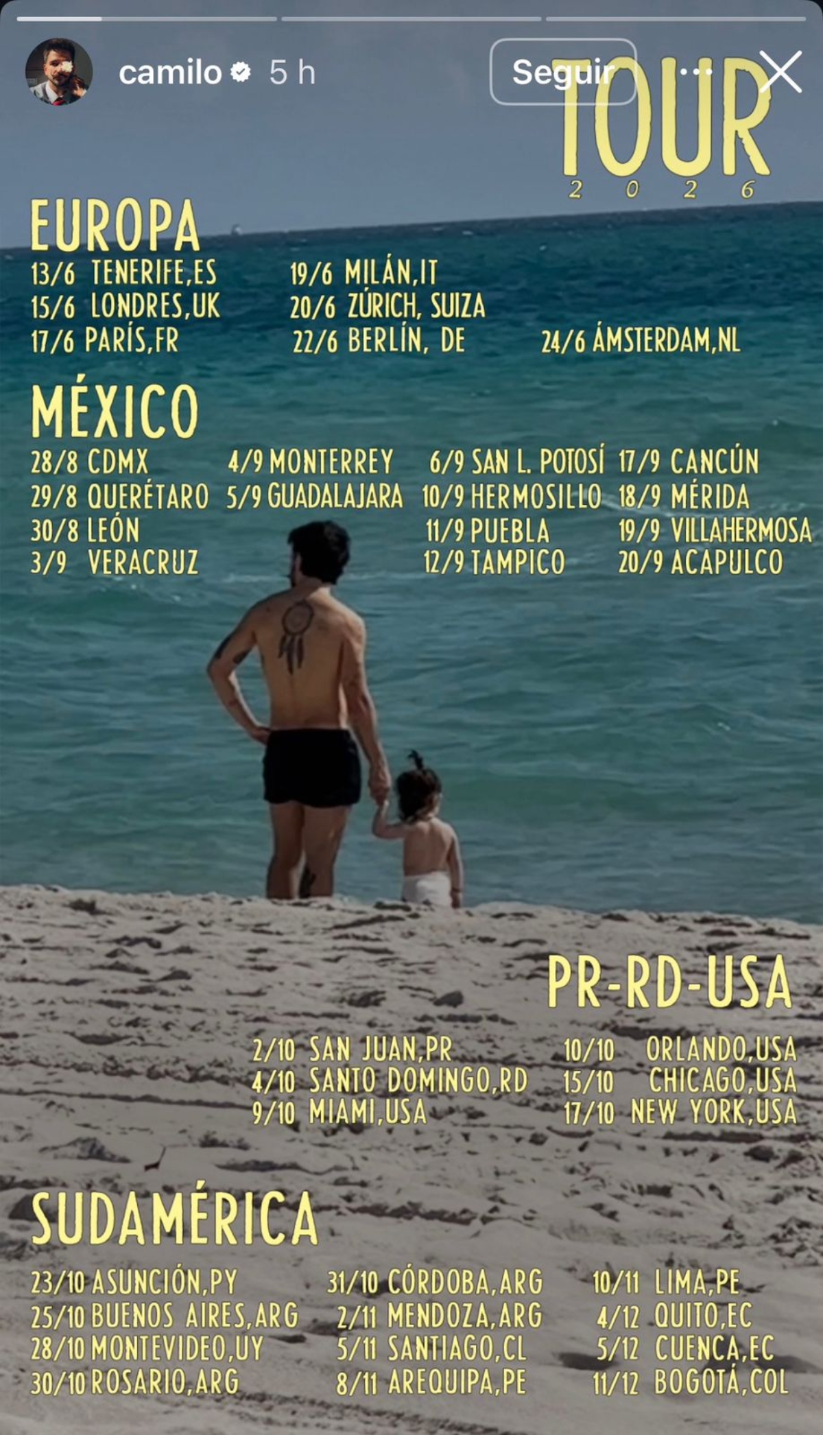 Camilo anuncia nuevo tour mundial