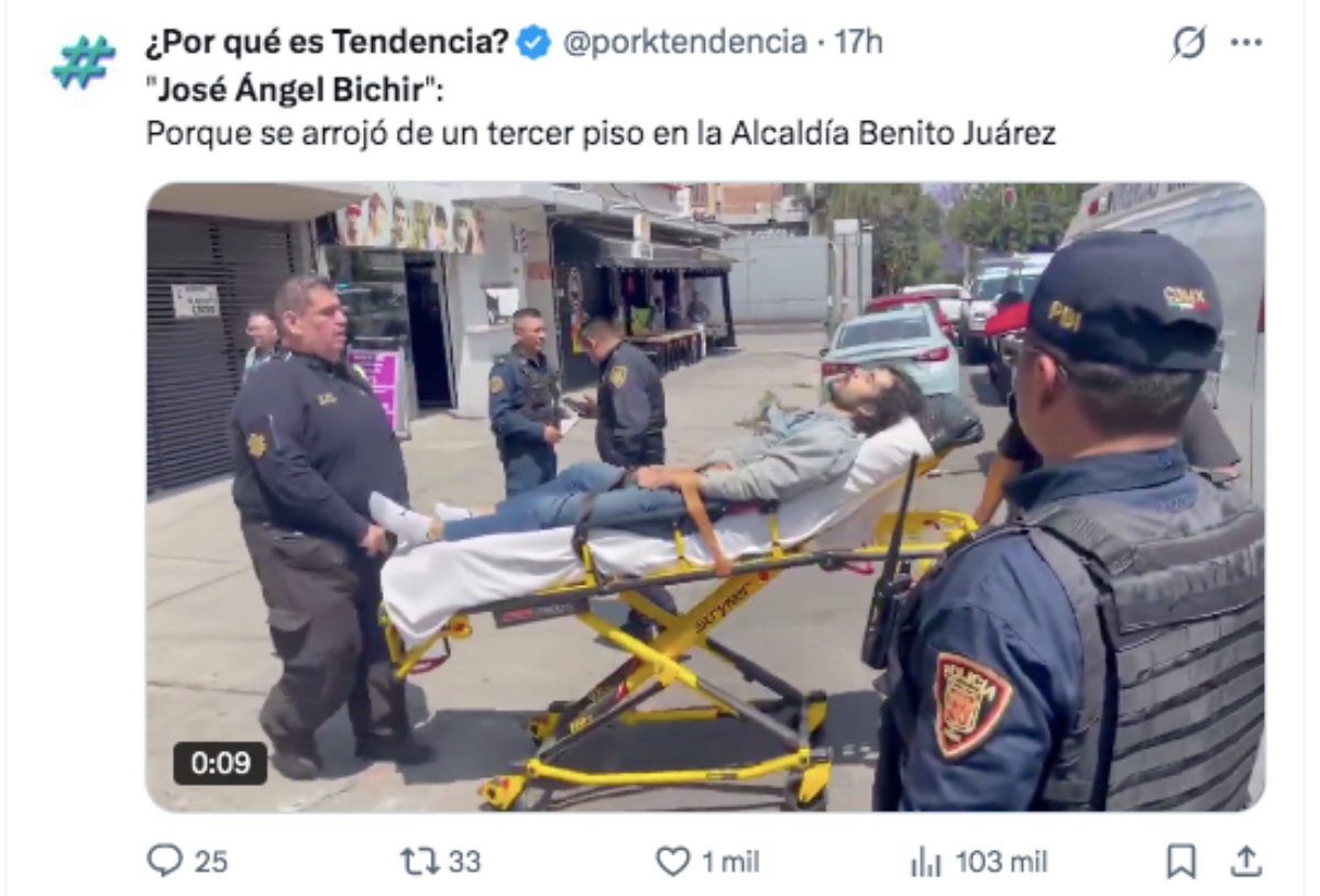 José Ángel Bichir cae de tercer piso