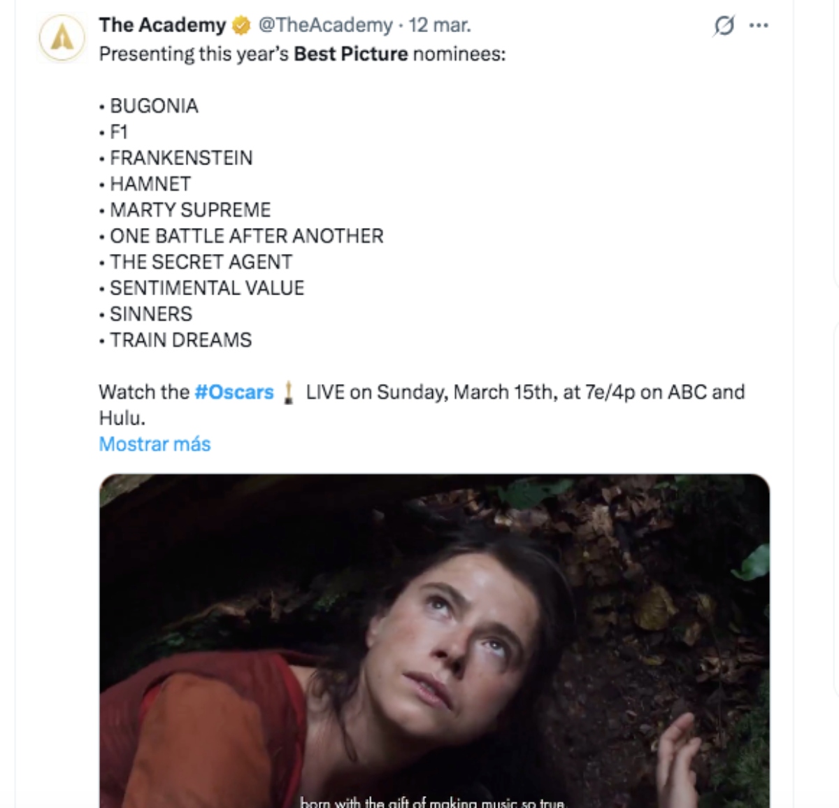 nominated for Best Picture at the Oscars