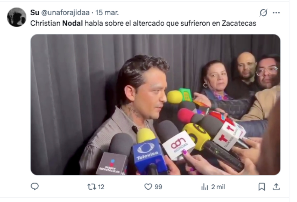 Christian Nodal confrontation Zacatecas