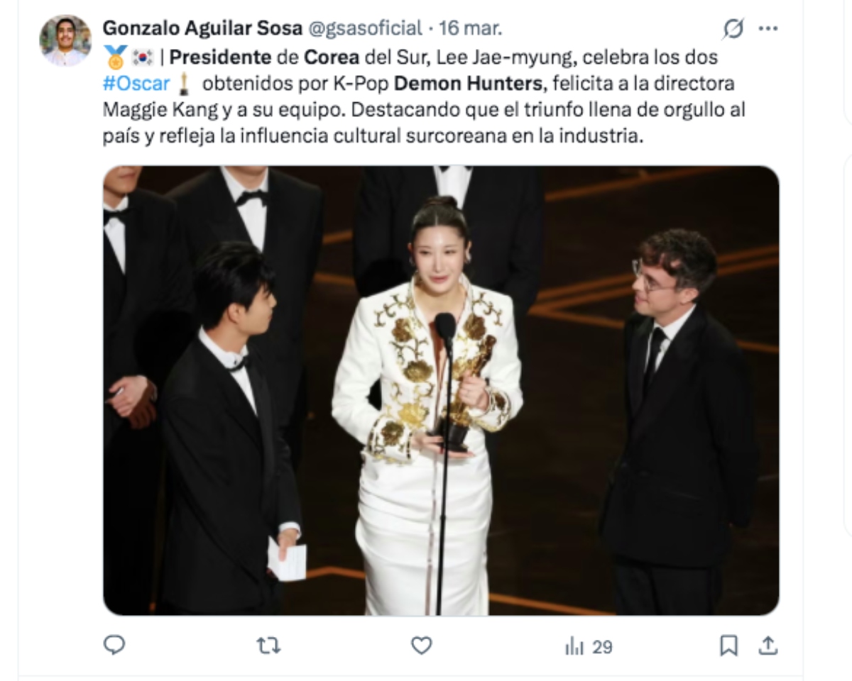 Presidente de Corea del Sur orgulloso de KPop Demon Hunters