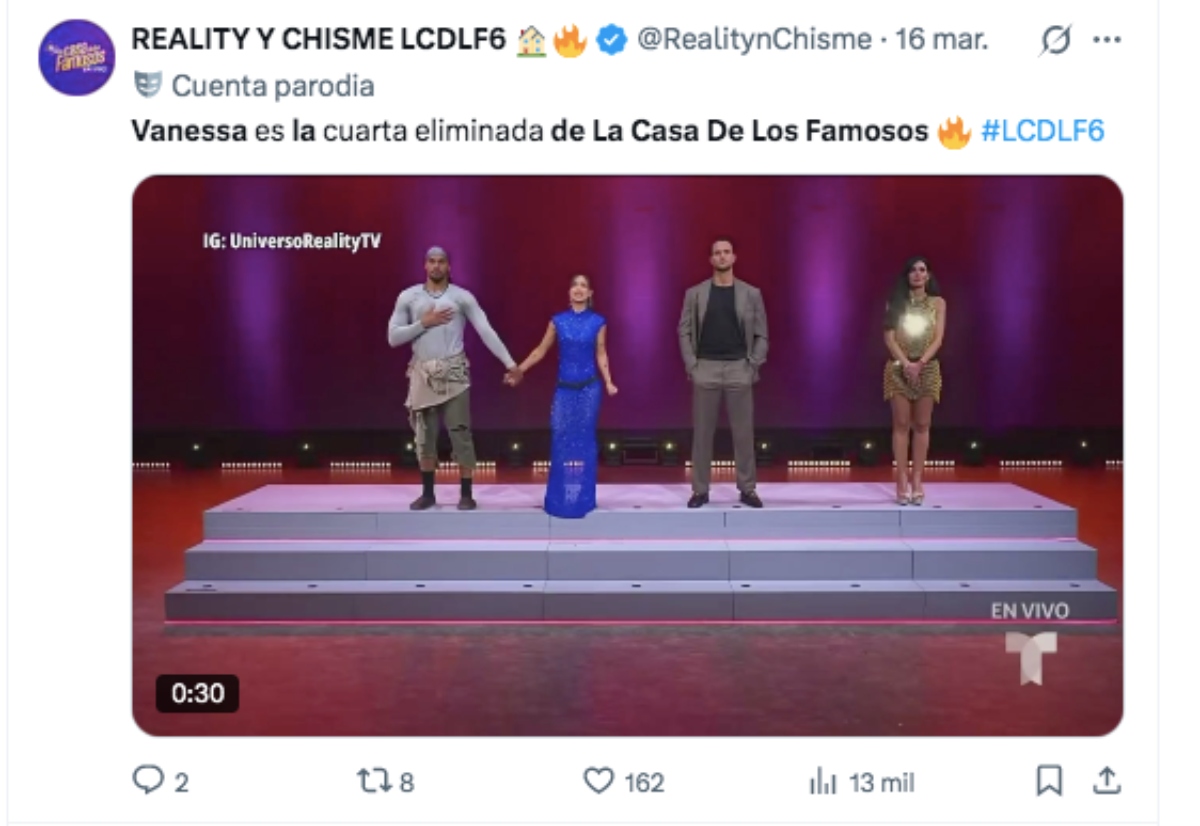 Venssa Arias sin asistir galas Casa de los Famosos