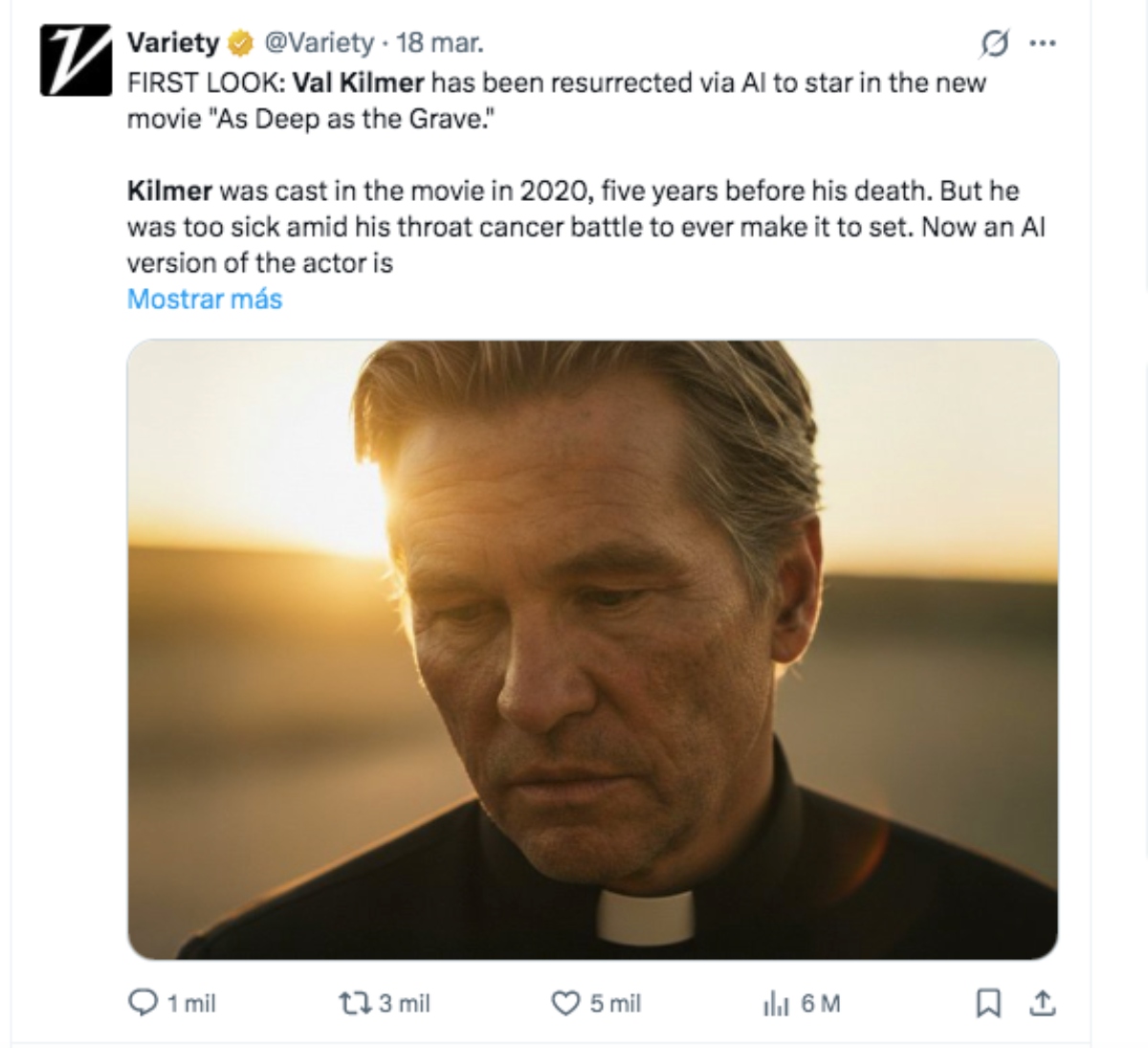 Val Kilmer resurrected with Artificial Intelligence