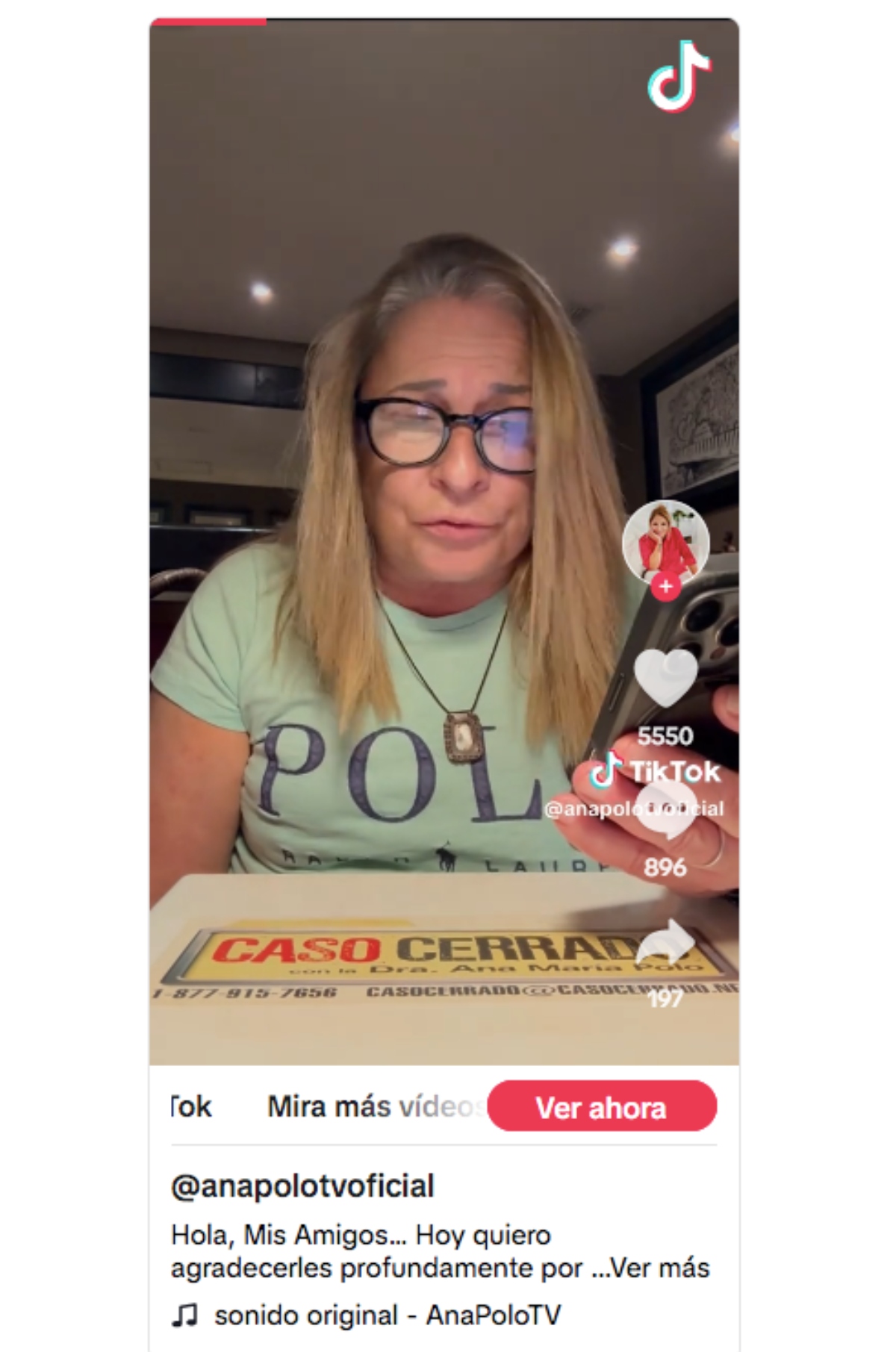 Dra Polo será operada de sus cuerdas vocales