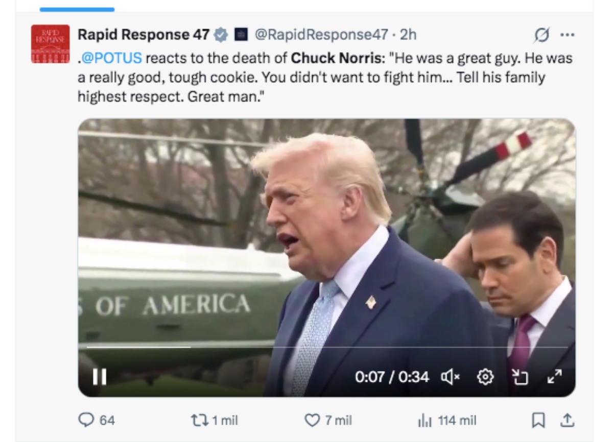 Trump condolences death Chuck Norris