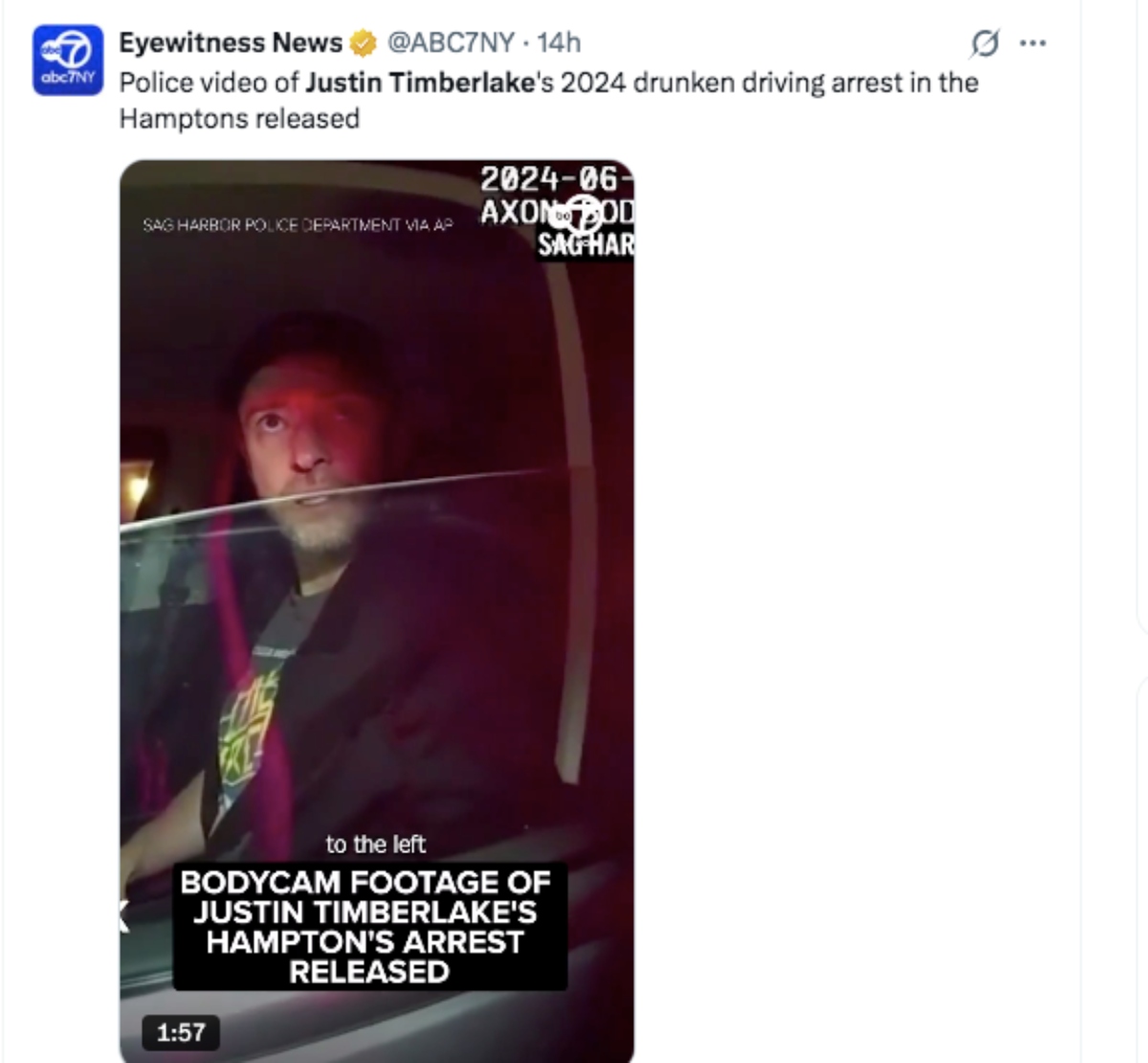 Justin Timberlake video arresto por conducir ebrio