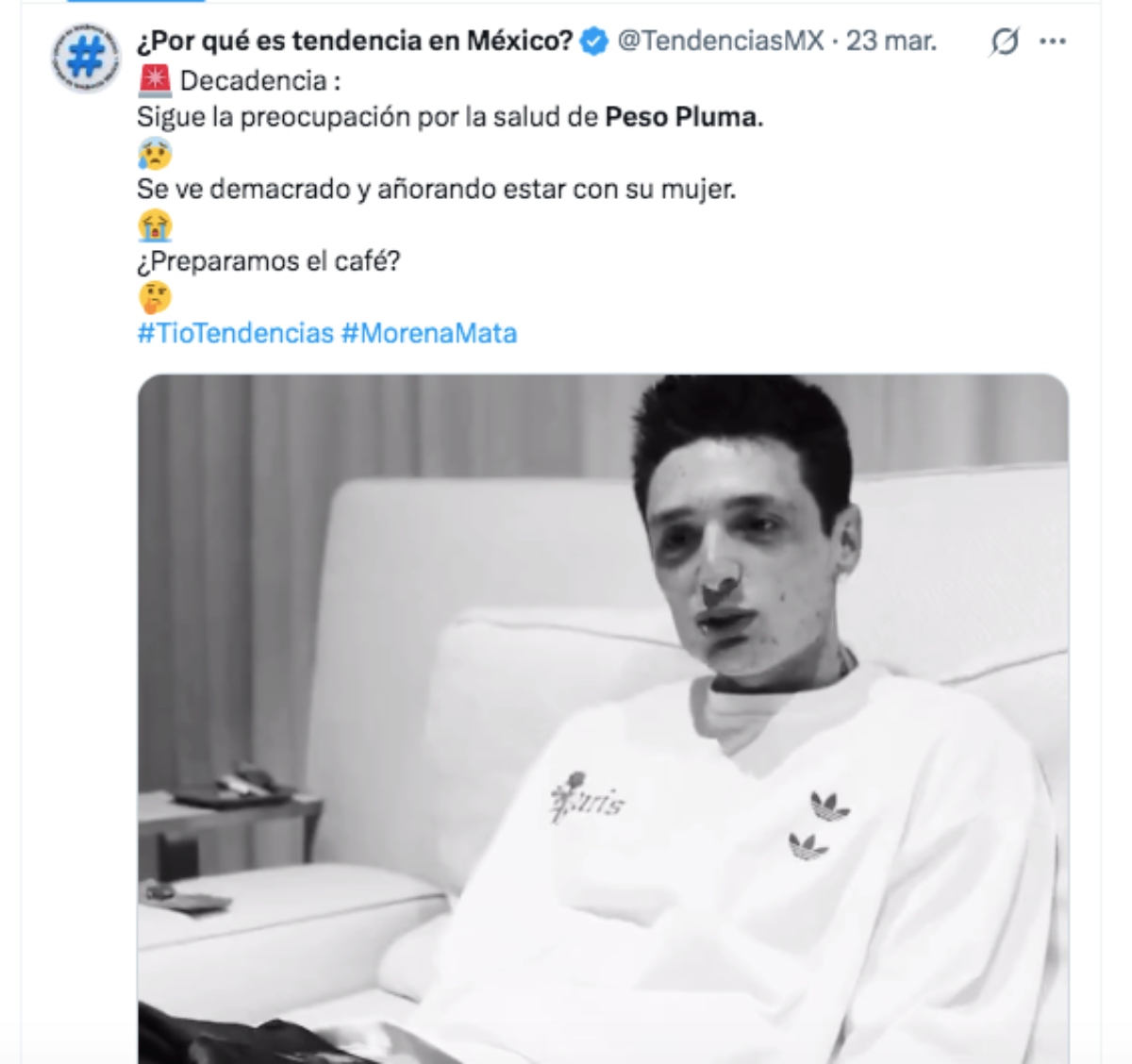 Peso Pluma preocupa estado de salud