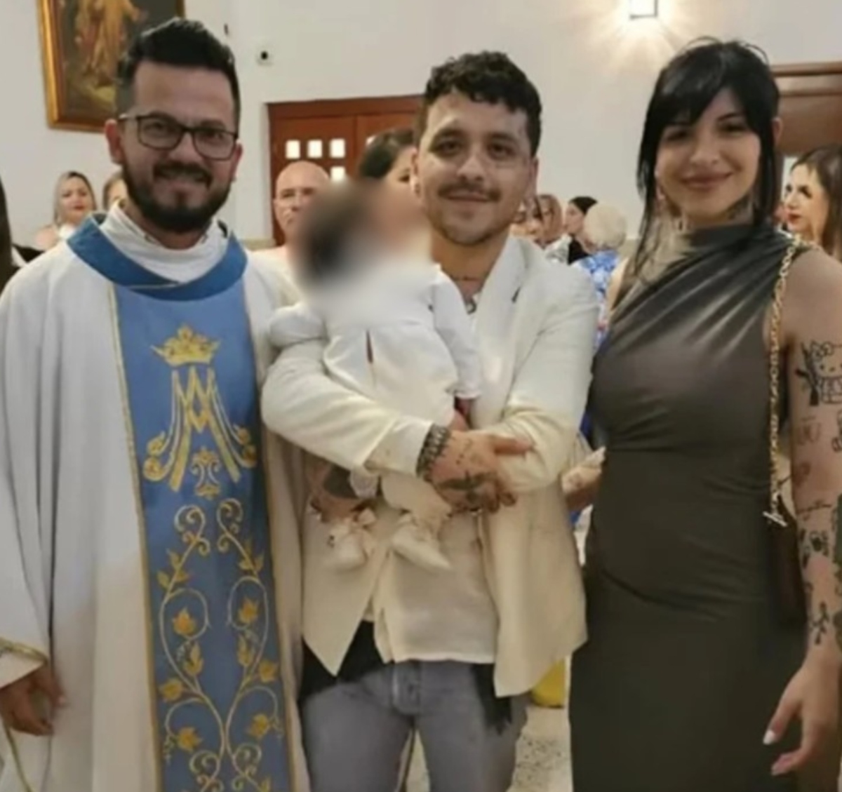 Christian Nodal and Cazzu photo at christening