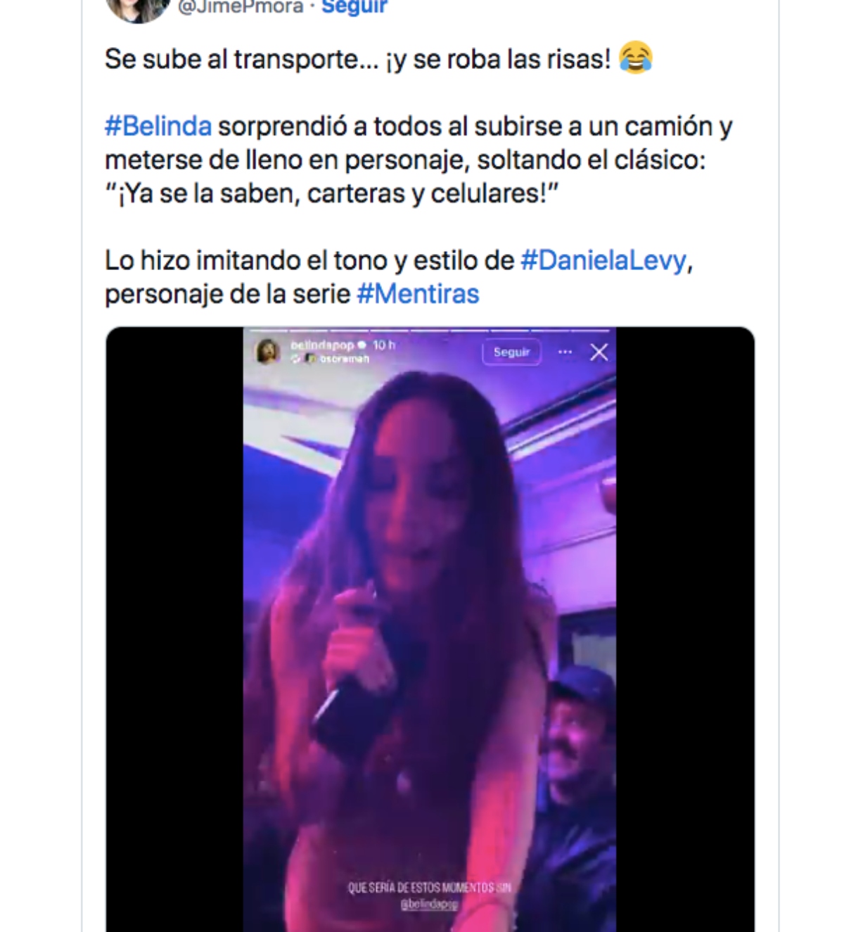 Belinda asalta autobús de pasajeros