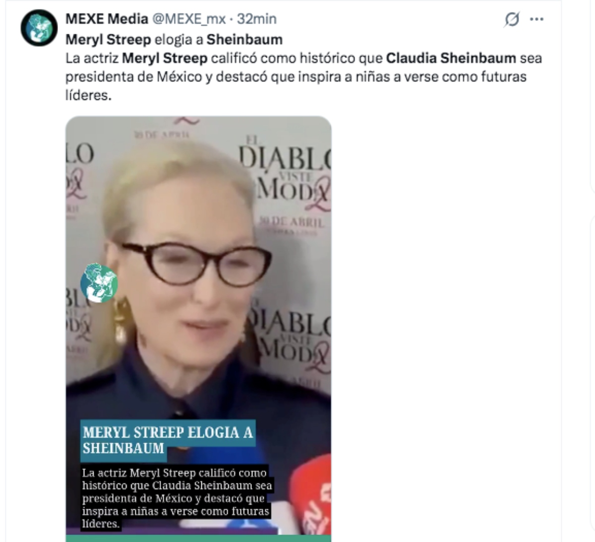 Claudia Sheinbaum thanked Meryl Streep