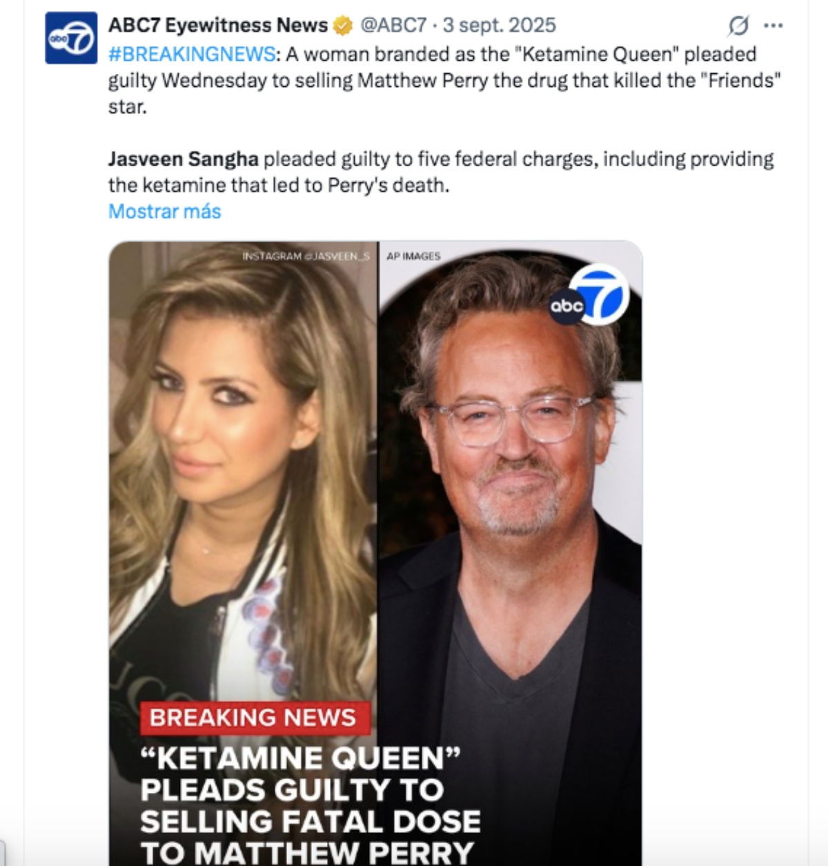 Matthew Perry la 'Reina de la Ketamina' comparecerá